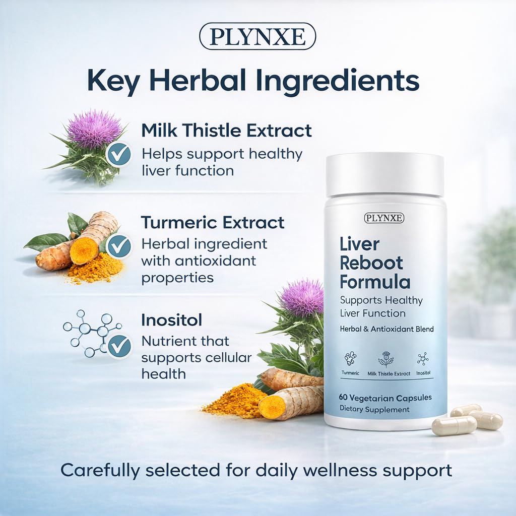PLYNXE Liver Support bottle front highlighting a clean label and vegan capsules.