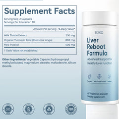 PLYNXE Liver Support ingredients panel featuring milk thistle and turmeric.