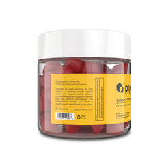 Close-up of Plyo Collagen + C gummies texture highlighting chewiness.