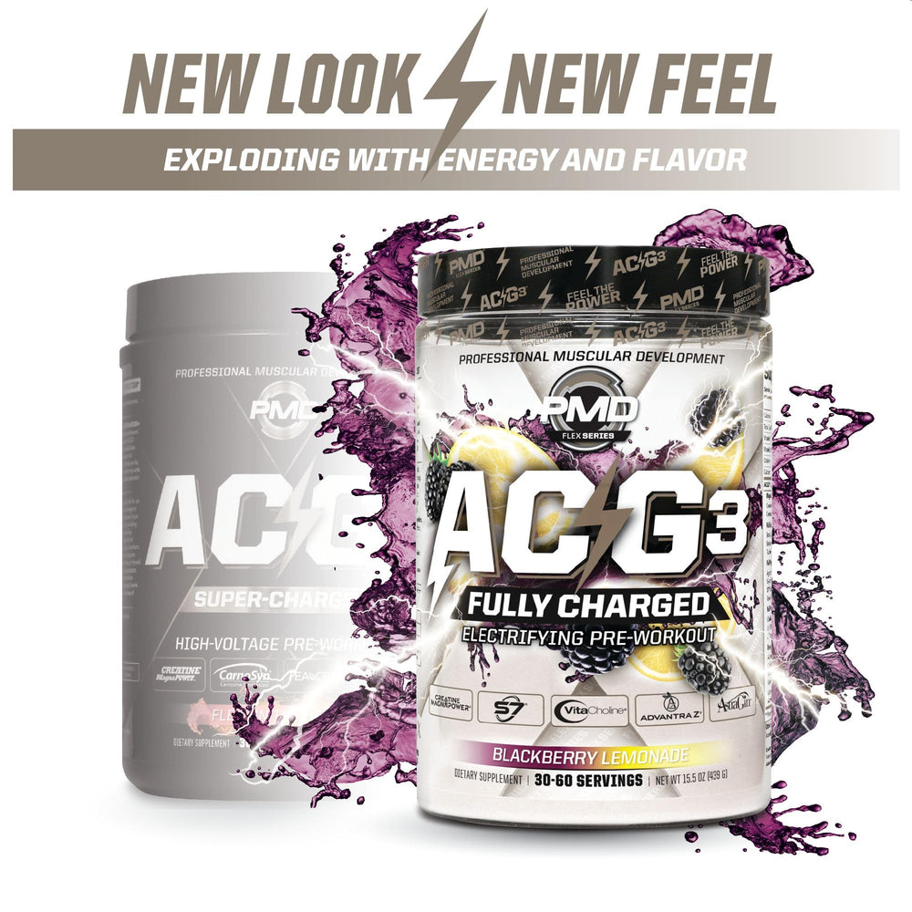 PMD ACG3 canister shows 30-60 servings for versatile training days.