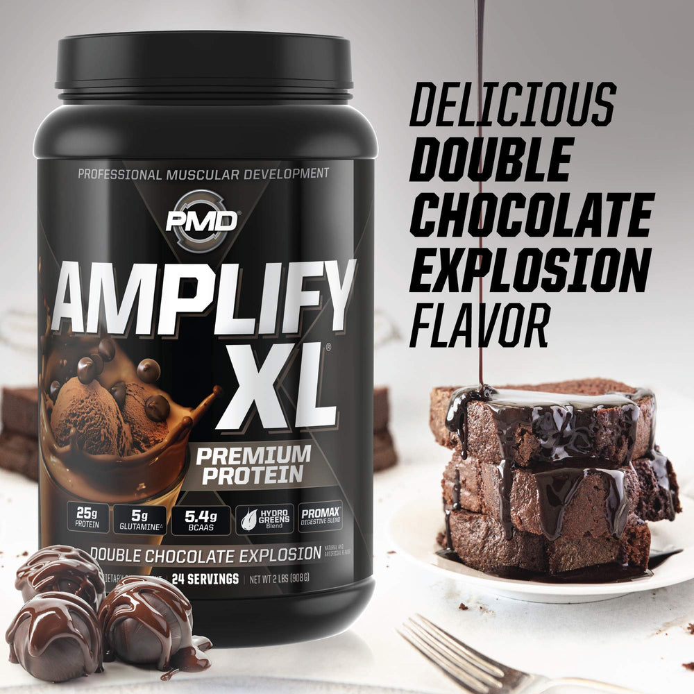 PMD Amplify XL glass with mixed shake, creamy chocolate aroma.