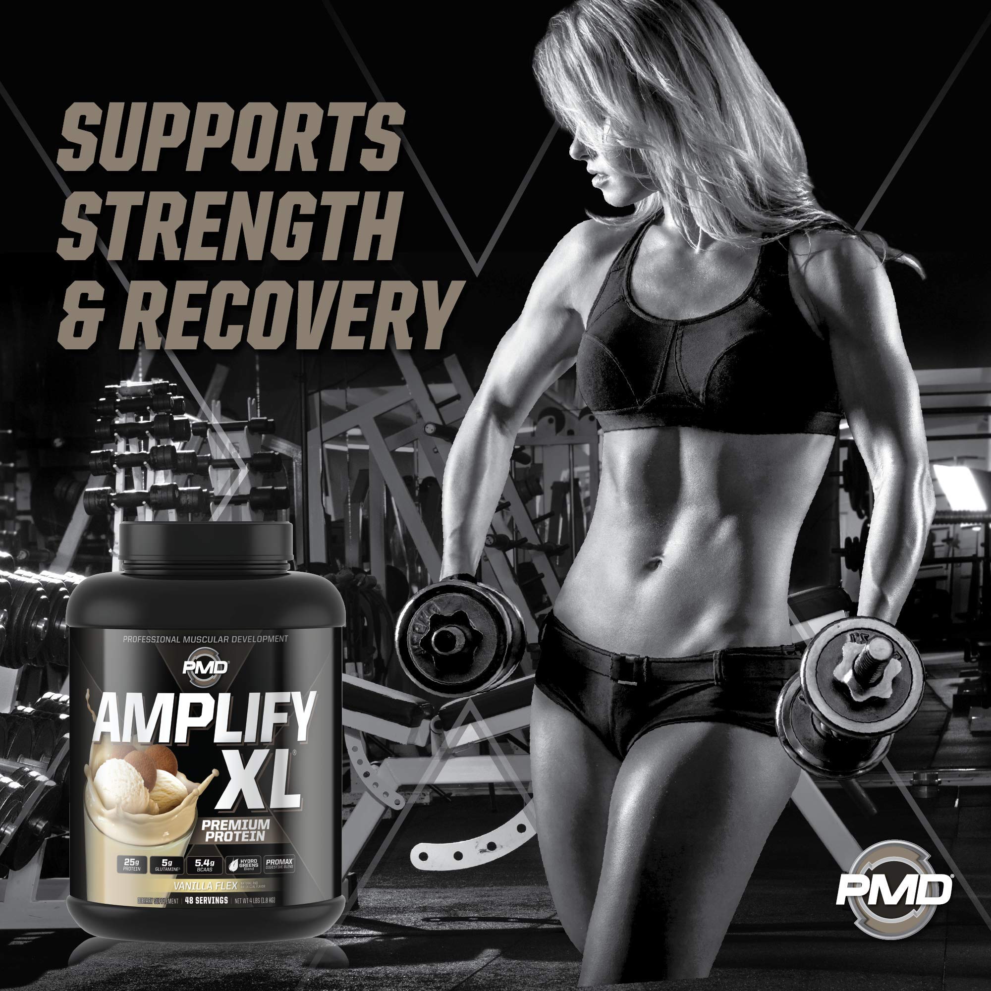 PMD Hydro Greens Blend powder with spoon signaling daily greens for wellness.