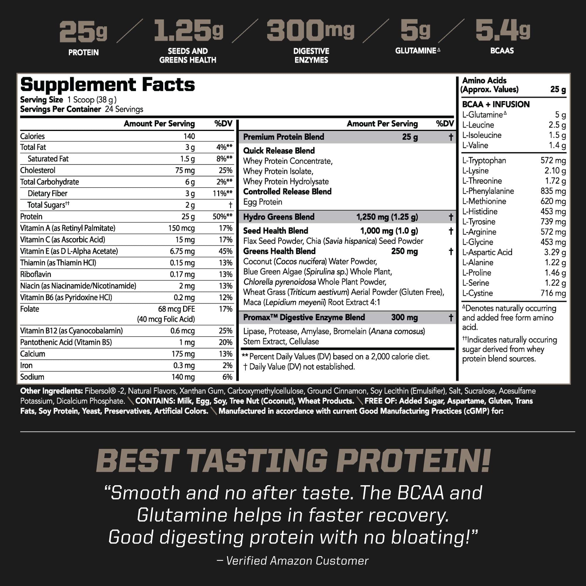 PMD Amplify XL being poured into a glass for a smooth Cinnamon Toast shake.