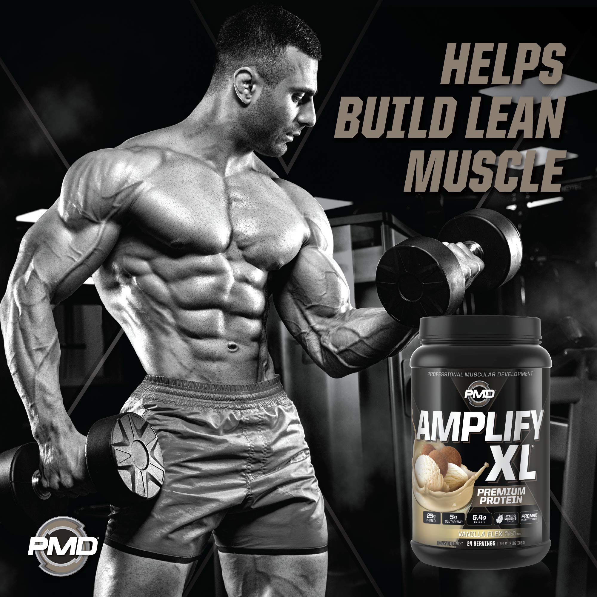 PMD Amplify XL scoop dissolving in glass for post-workout recovery.