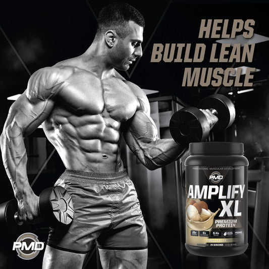 PMD Amplify XL scoop dissolving in glass for post-workout recovery.