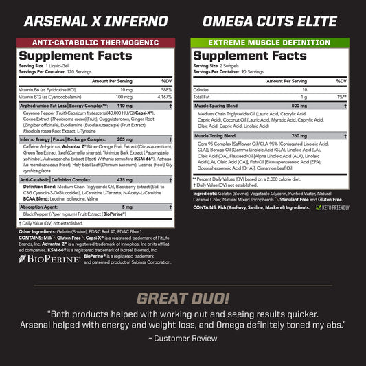 PMD Arsenal X Inferno label design emphasizes strong thermogenic blend.