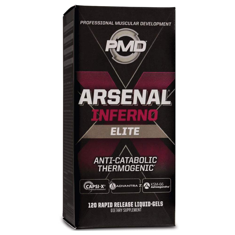 PMD Arsenal X Inferno liquid-gel bottle with emphasis on fast energy support for workouts