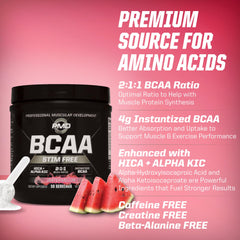 PMD BCAA Stim-Free bottle on workout station suggests easy daily use.