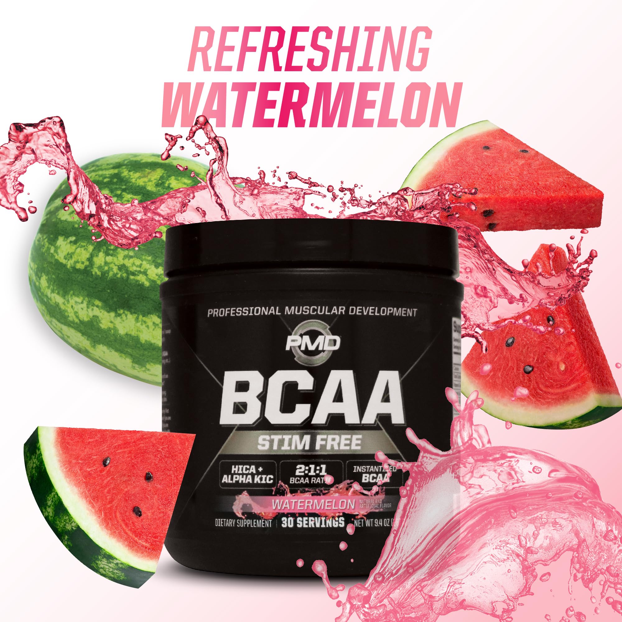 PMD BCAA Stim-Free supplement stack with protein shows recovery support when combined.