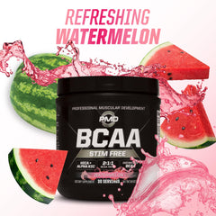 PMD BCAA Stim-Free supplement stack with protein shows recovery support when combined.