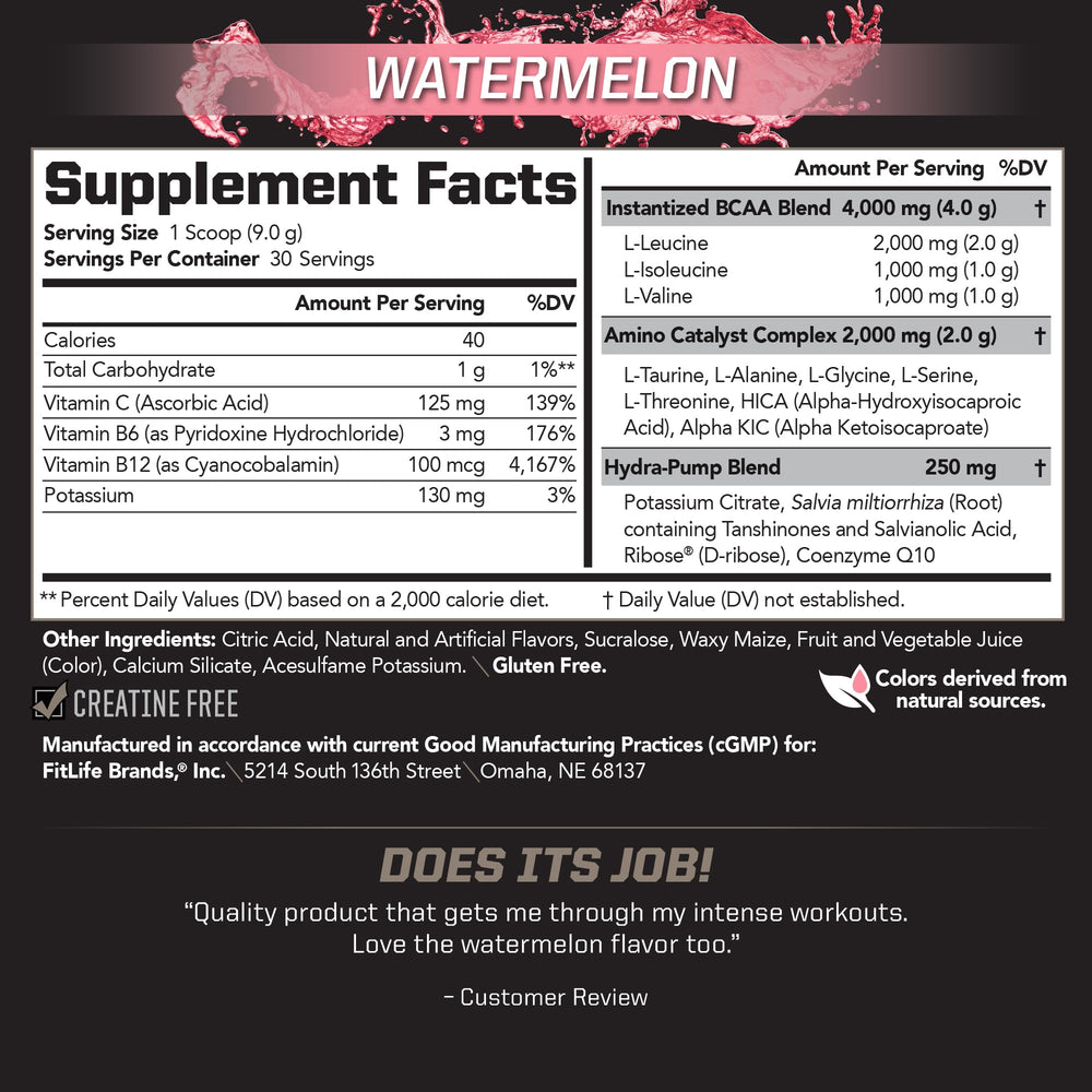 PMD BCAA Stim-Free scoop-dip highlights convenient serving for pre- or intra-workout mixing.