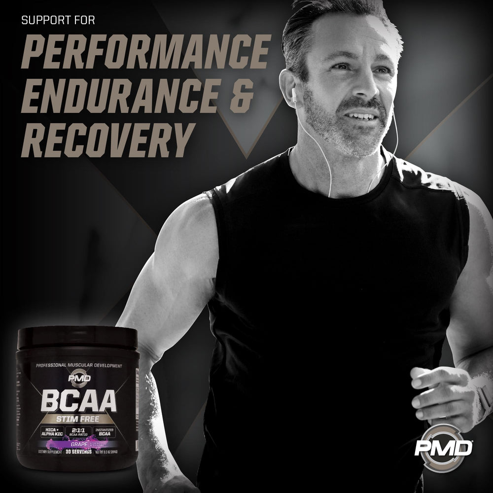 PMD BCAA grape in a bottle mixed for pre- or intra-workout boost.