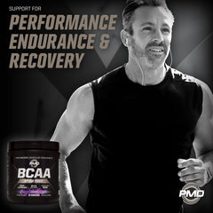 PMD BCAA grape in a bottle mixed for pre- or intra-workout boost.
