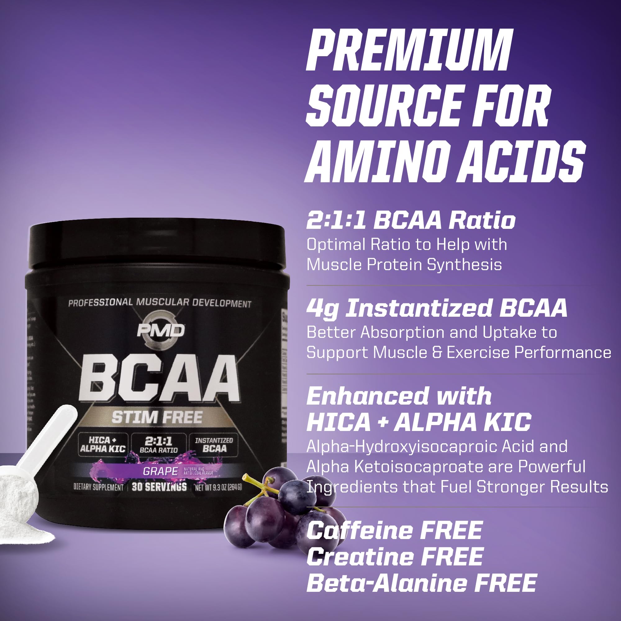 PMD BCAA grape pour into water for fast mix.