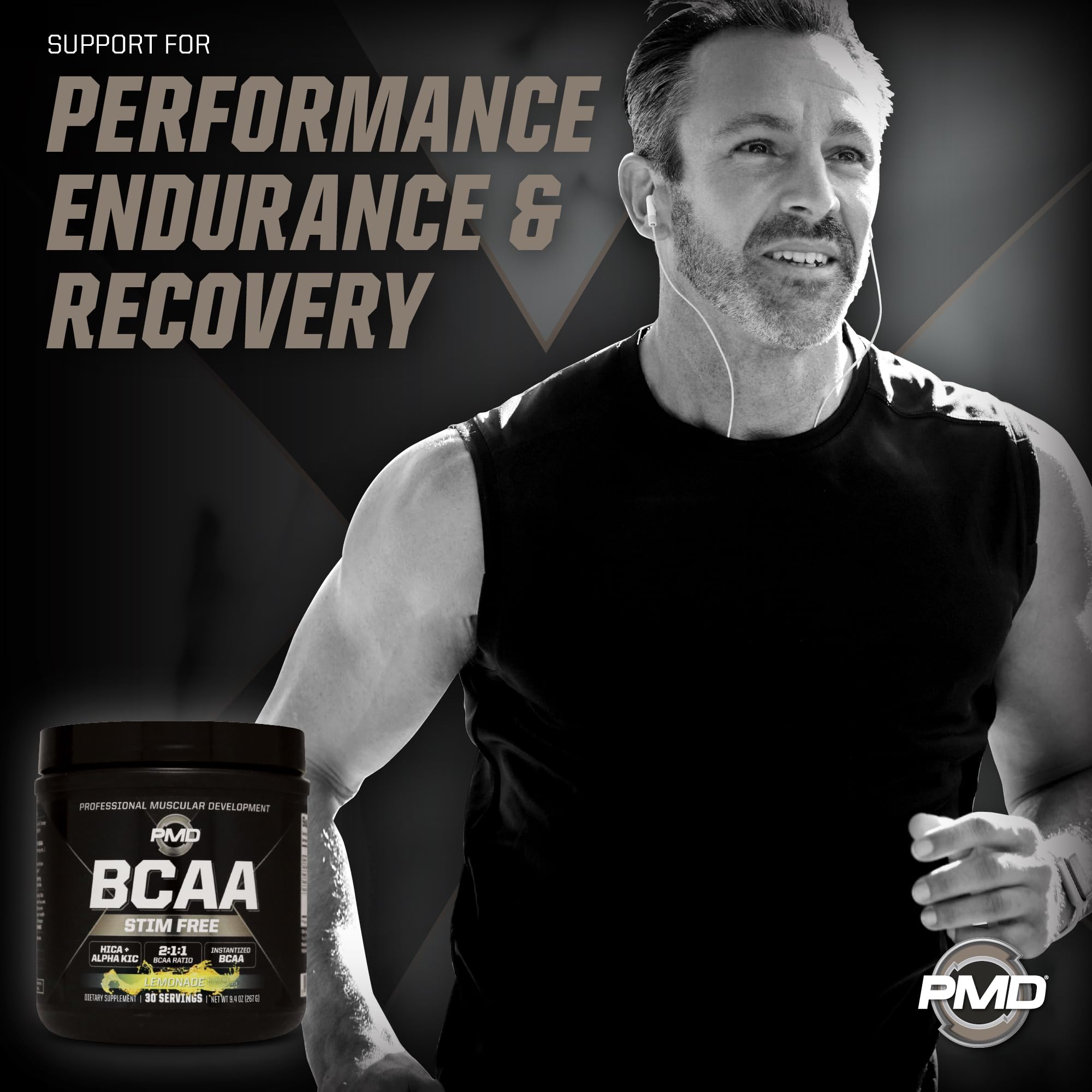 PMD BCAA Stim-Free Lemonade mixing glass with a smooth drink