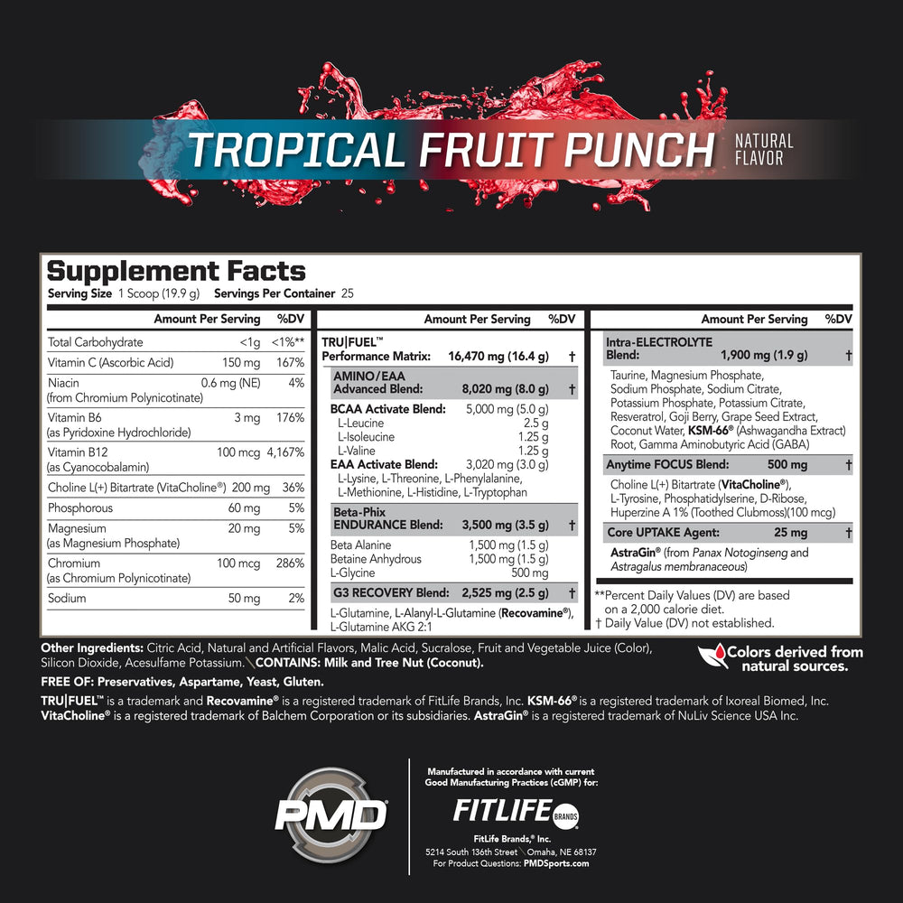 PMD Core Fuel Endurance powder highlighted with beta-alanine for extended endurance.
