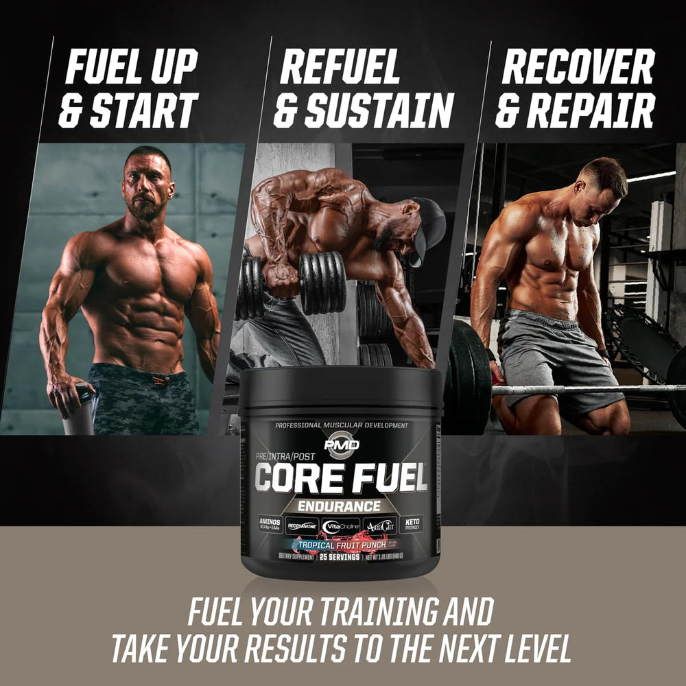PMD Core Fuel Endurance pre-workout setup ready to power sessions.