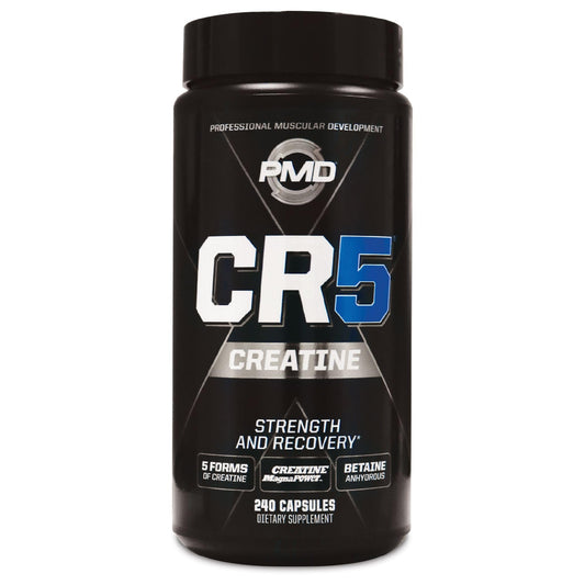 PMD CR5 Creatine bottle front view for strength and endurance support.