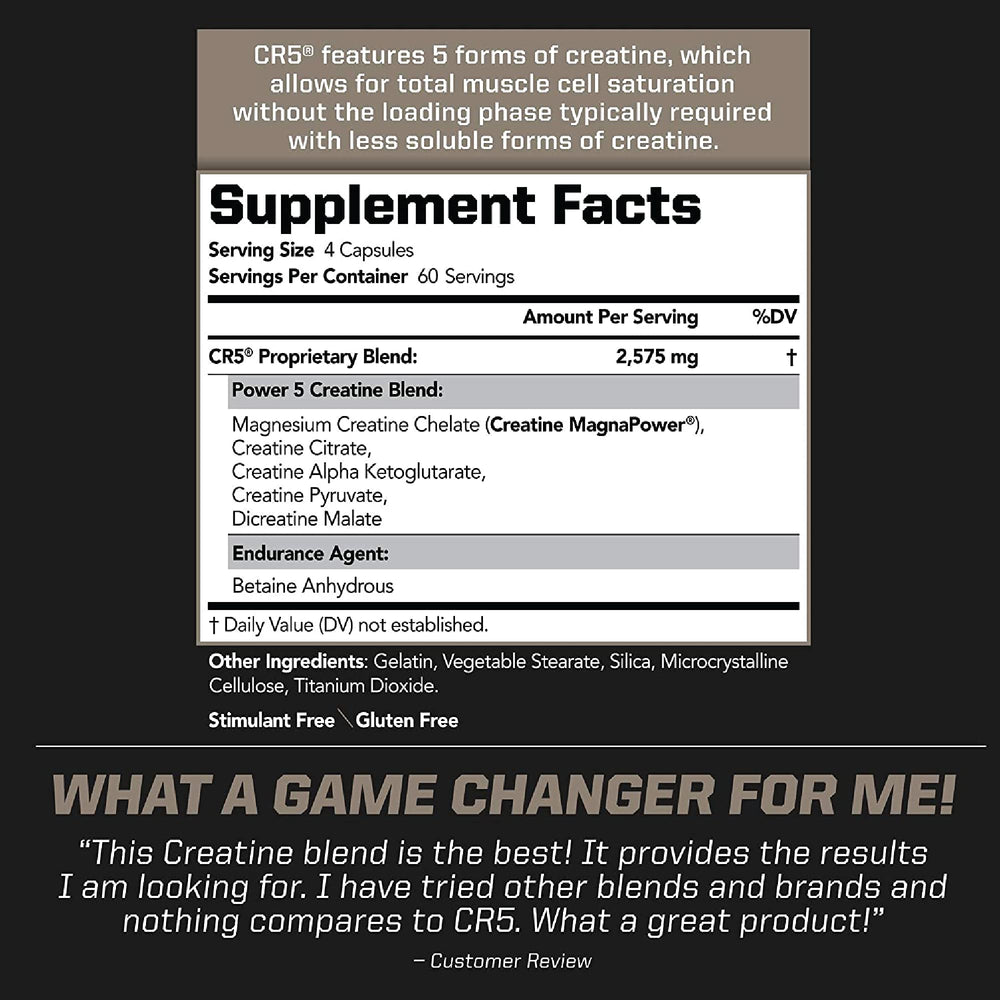 PMD CR5 Creatine label close-up highlighting ingredients for lean muscle support.