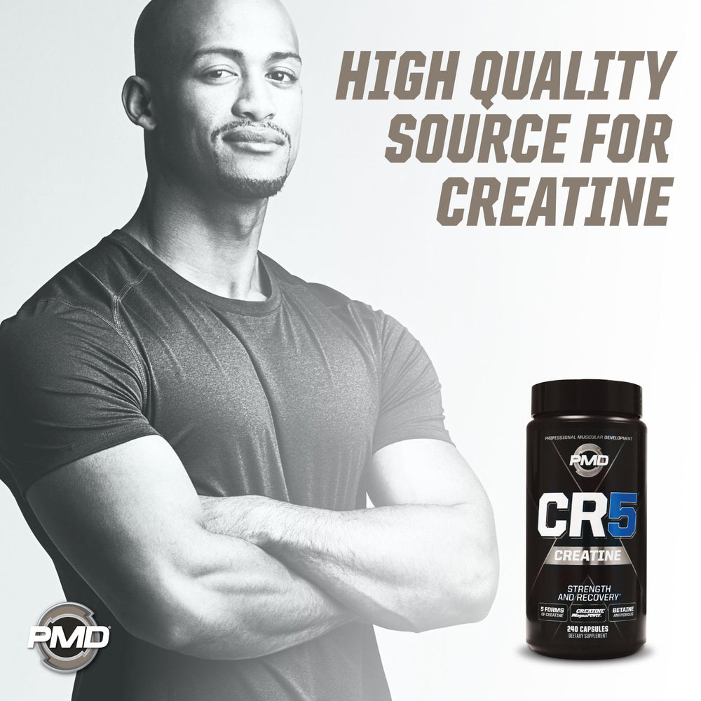 PMD CR5 Creatine tub angle highlights formula clarity.