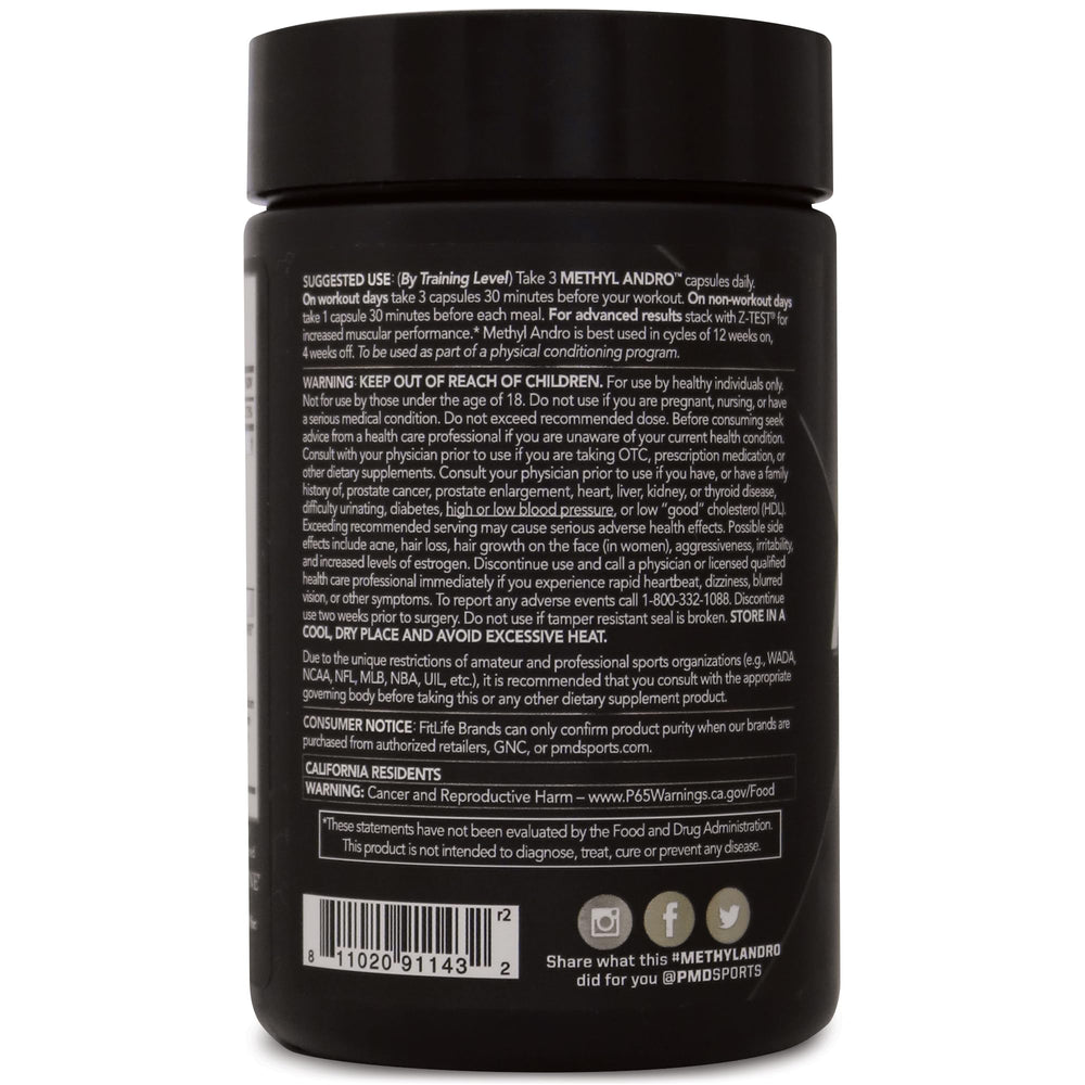 PMD Methyl Andro DHEA 50mg detail emphasizes testosterone support.