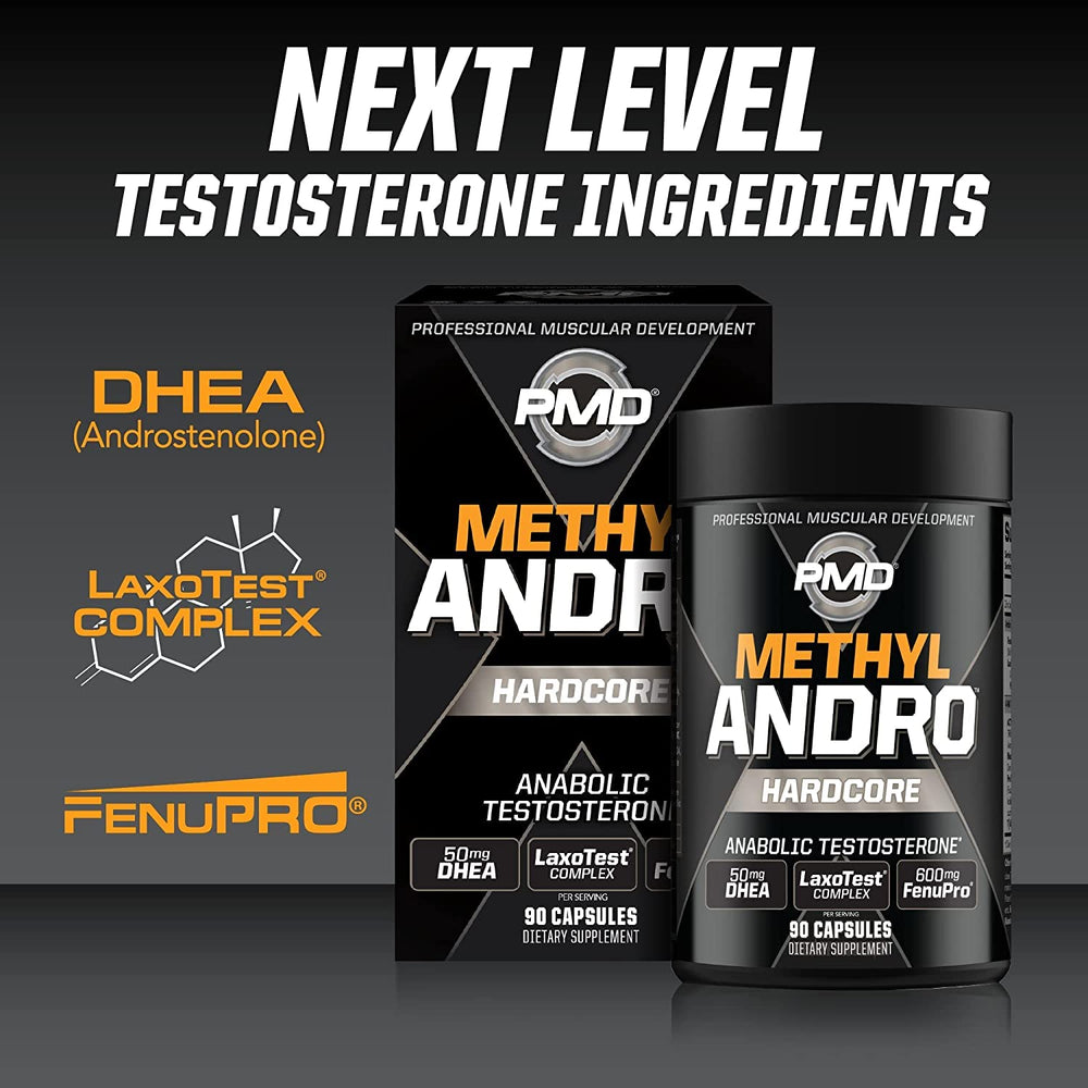 PMD Methyl Andro Hardcore nutrition-facts-panel; clear dosage and ingredient highlights