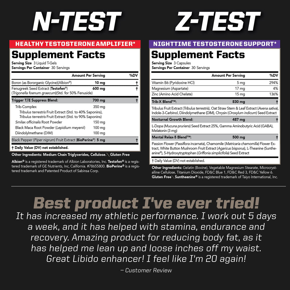 PMD N-TEST 600 Advanced label showing key ingredients and dosage.