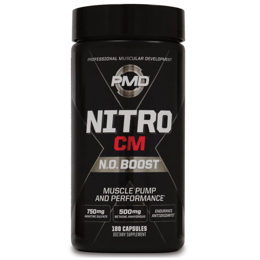 PMD Nitro CM capsules ready for pre-workout use to support muscle pumps.