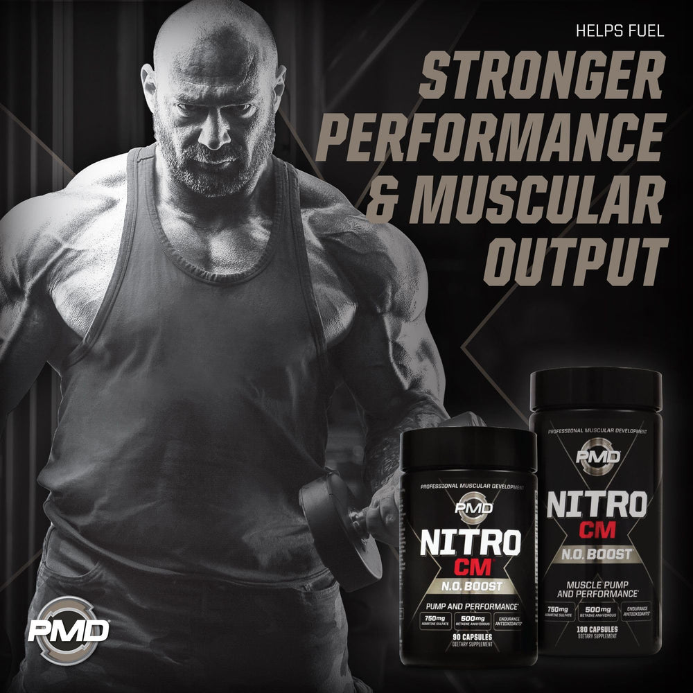 PMD Nitro CM ingredients blend highlights agmatine and citrulline malate.