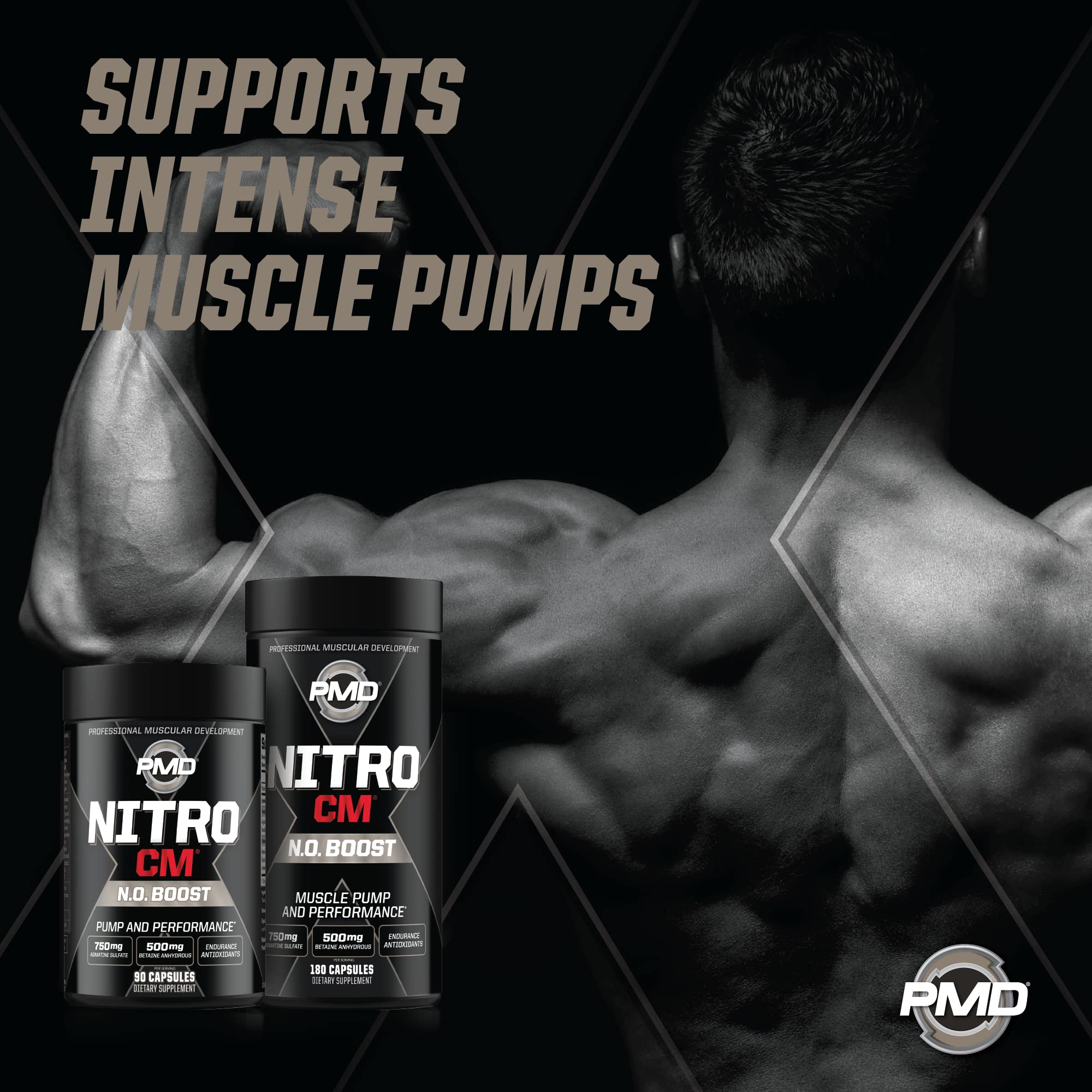 PMD NitroCM capsules packed, a convenient pre-workout option.