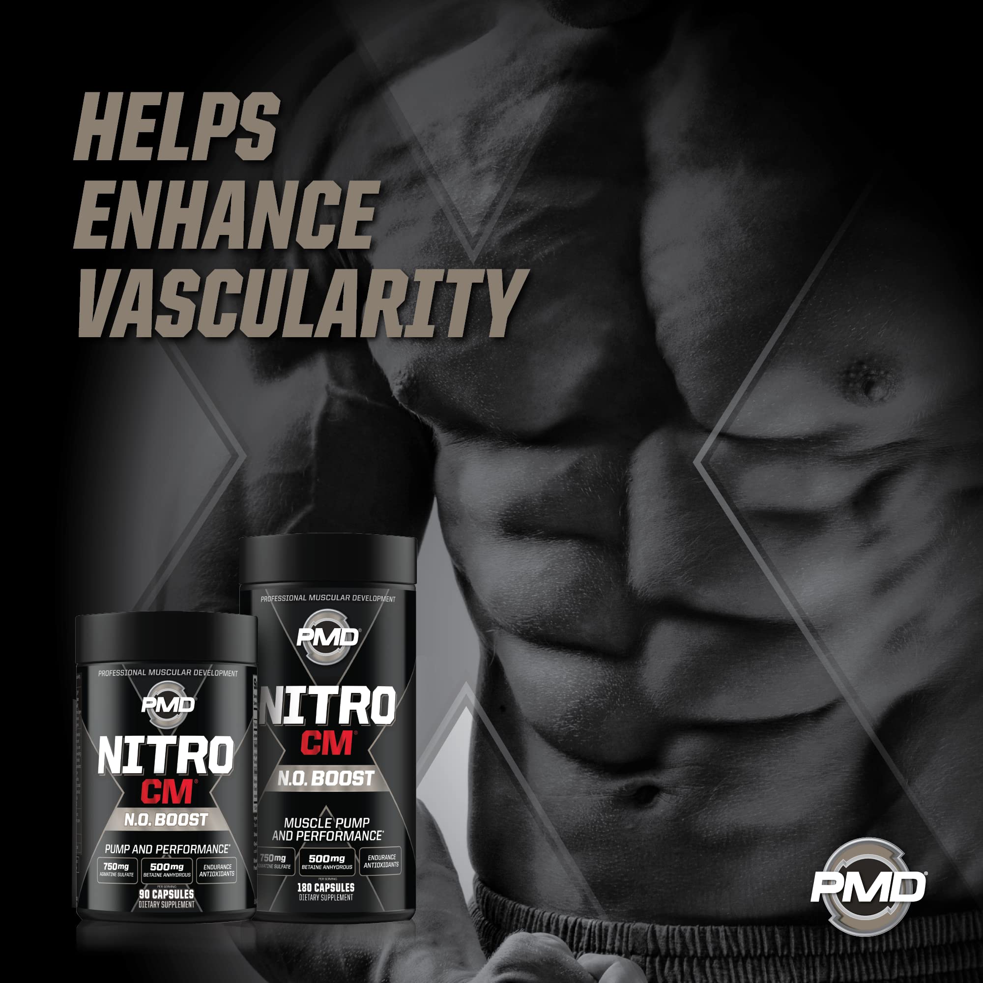 PMD NitroCM ingredients closeup emphasizing agmatine and betaine.