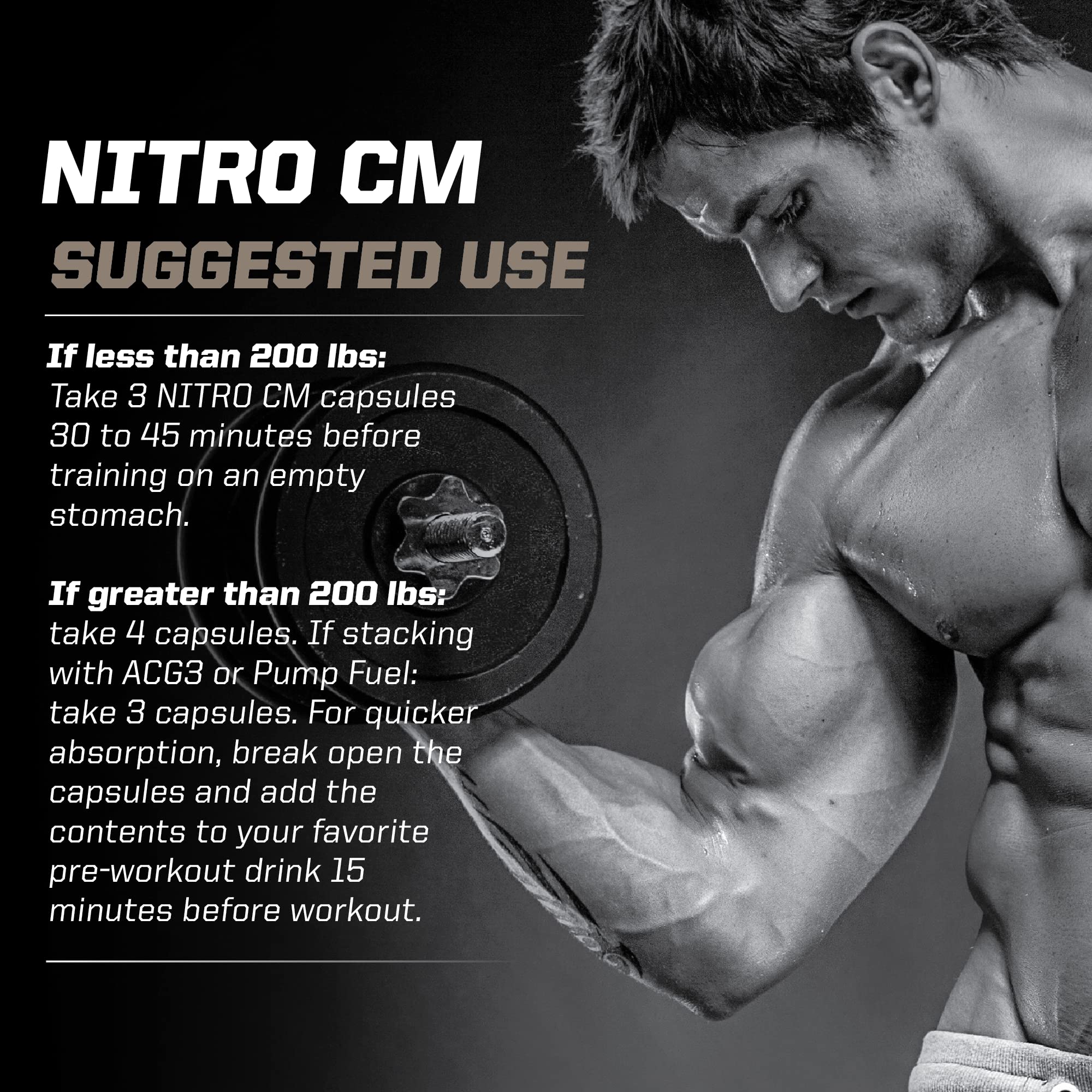 PMD NitroCM pre-workout scene shows stacking with other PMD products.