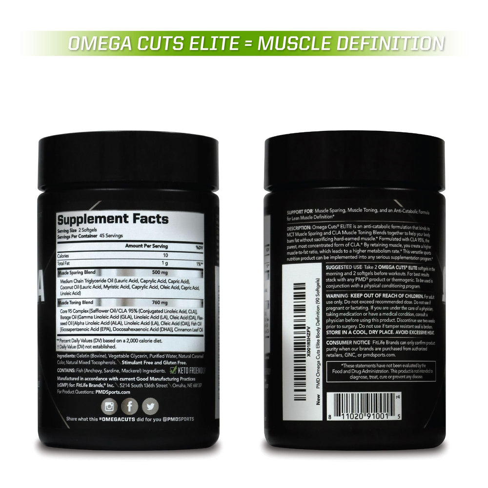 PMD Omega Cuts Elite keto-friendly formula shown with diet-friendly lifestyle.