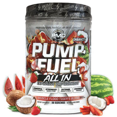 PMD Pump Fuel Insanity bottle highlights high-stim formula for intense training sessions.