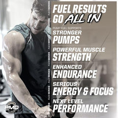 PMD Pump Fuel label highlighting caffeine levels for medium-stim energy