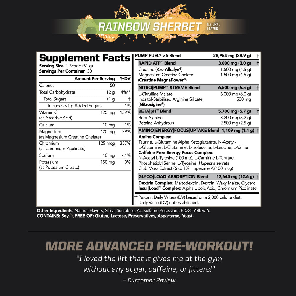 PMD Pump Fuel Ultra Caffeine Free serving scoop showing precise dosing for performance.