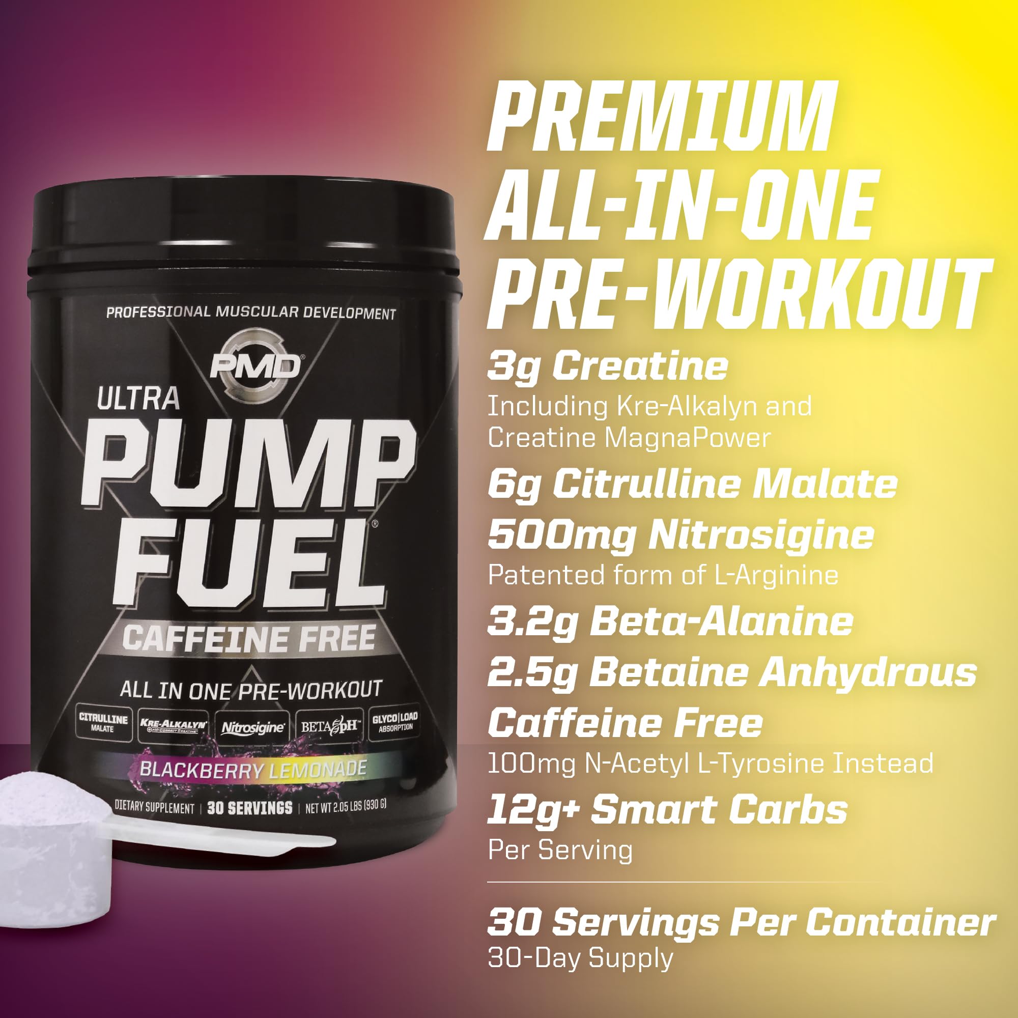 PMD Pump Fuel Ultra gym scene suggesting stimulant-free pre workout use