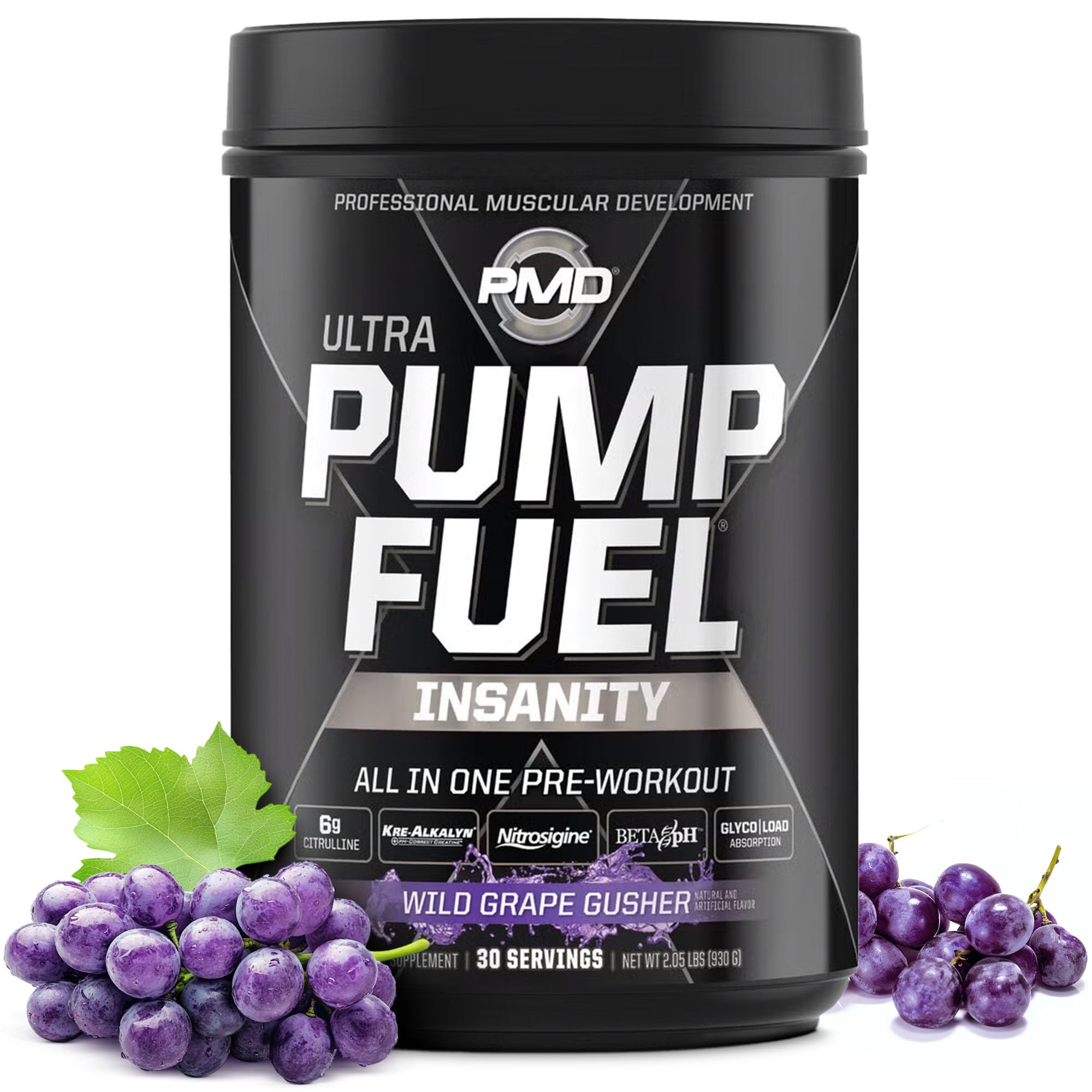 PMD Pump Fuel Ultra Insanity bottle close-up showing premium pre-workout design for focused sessions.