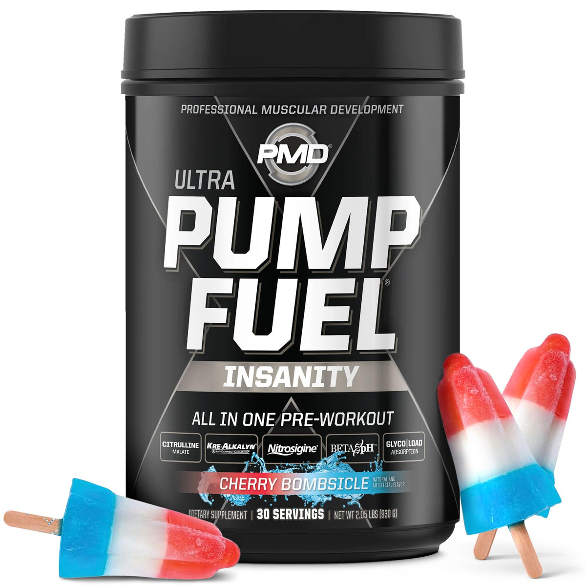 PMD Pump Fuel Ultra Insanity cherry bombsicle jar for focused training sessions