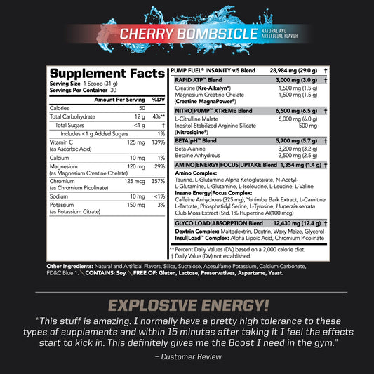 PMD Pump Fuel Ultra Insanity cherry bombsicle scoop beside tub enables precise dosing