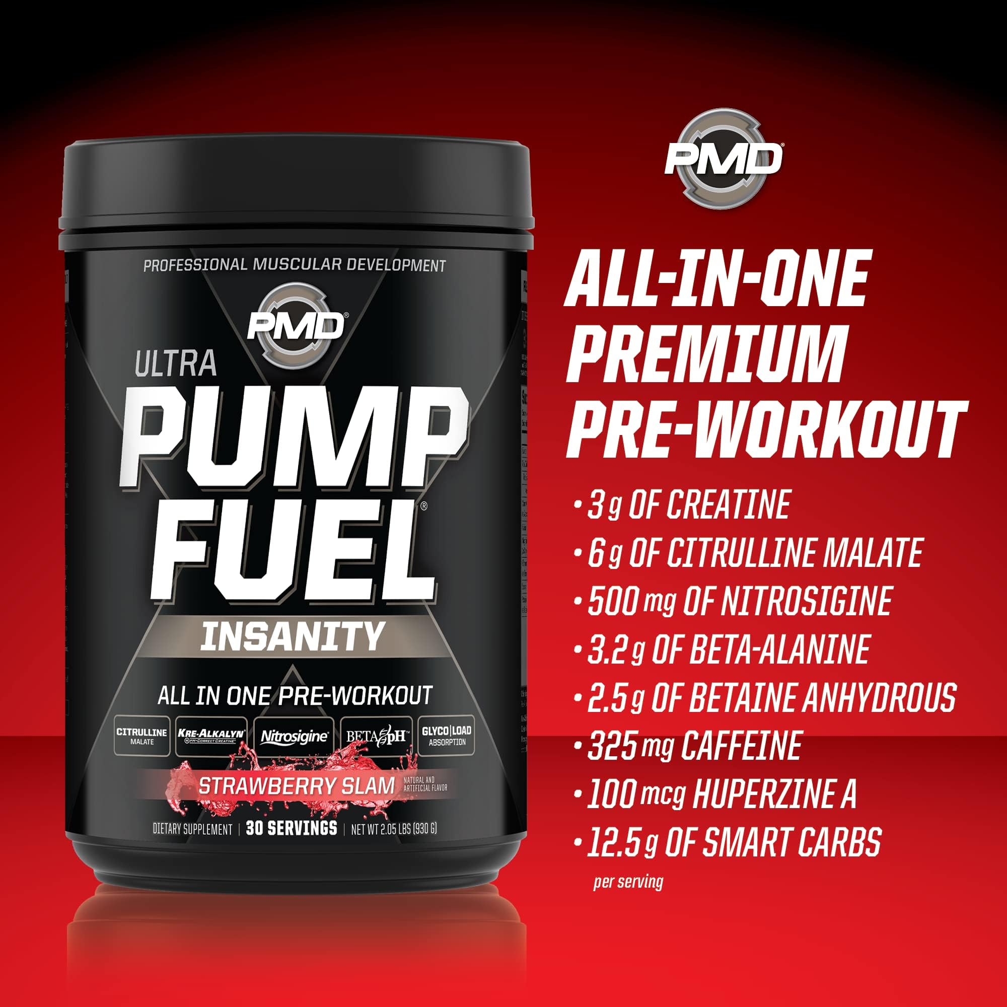 PMD Pump Fuel Ultra Insanity packaging in gym bag for on-the-go use