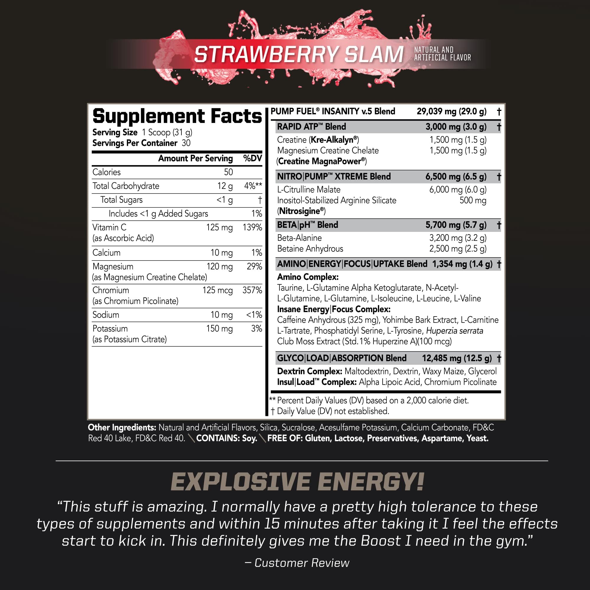 PMD Pump Fuel Ultra Insanity powder in cup ready for energy boost