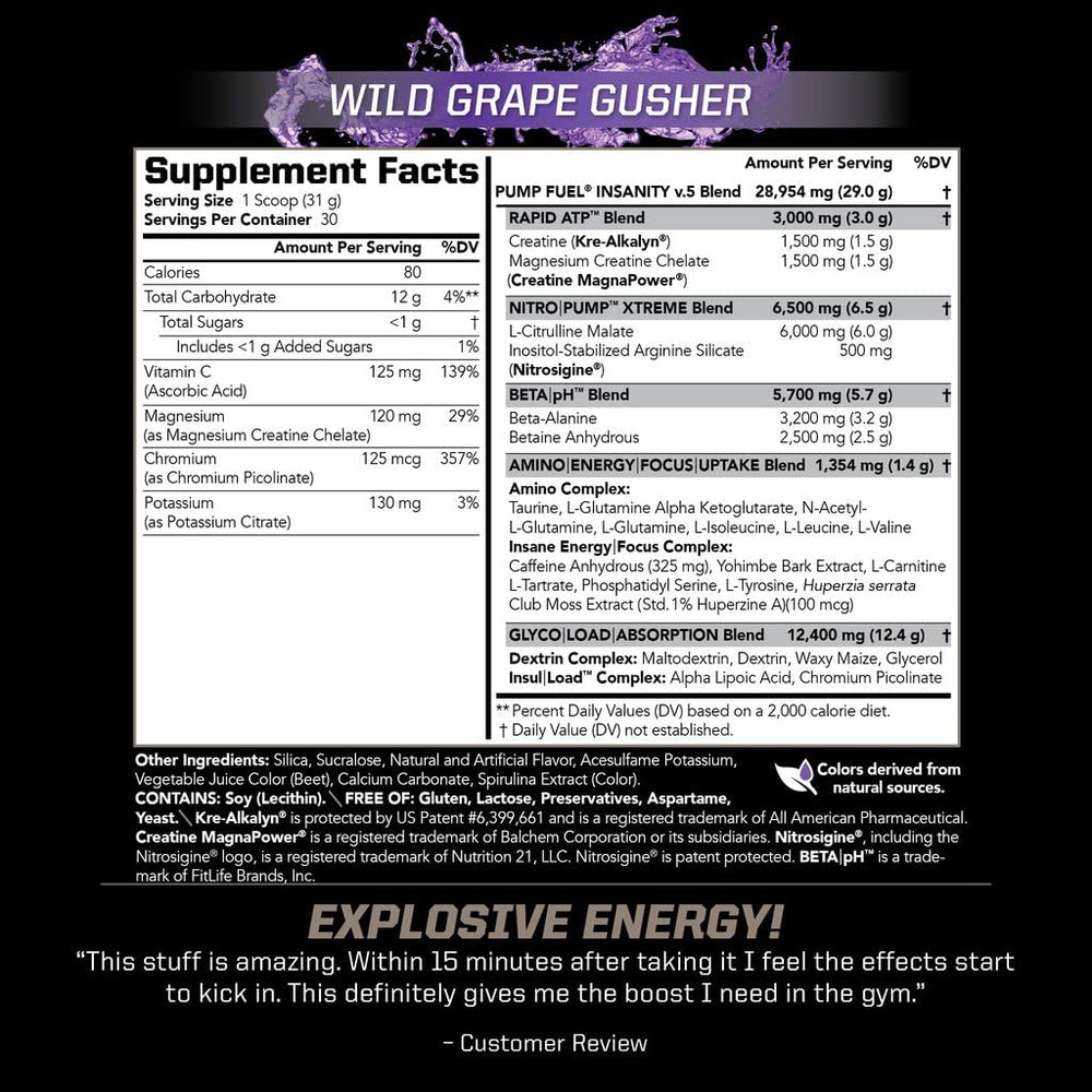 PMD Pump Fuel Ultra Insanity scoop indicating precise serving for energy support.