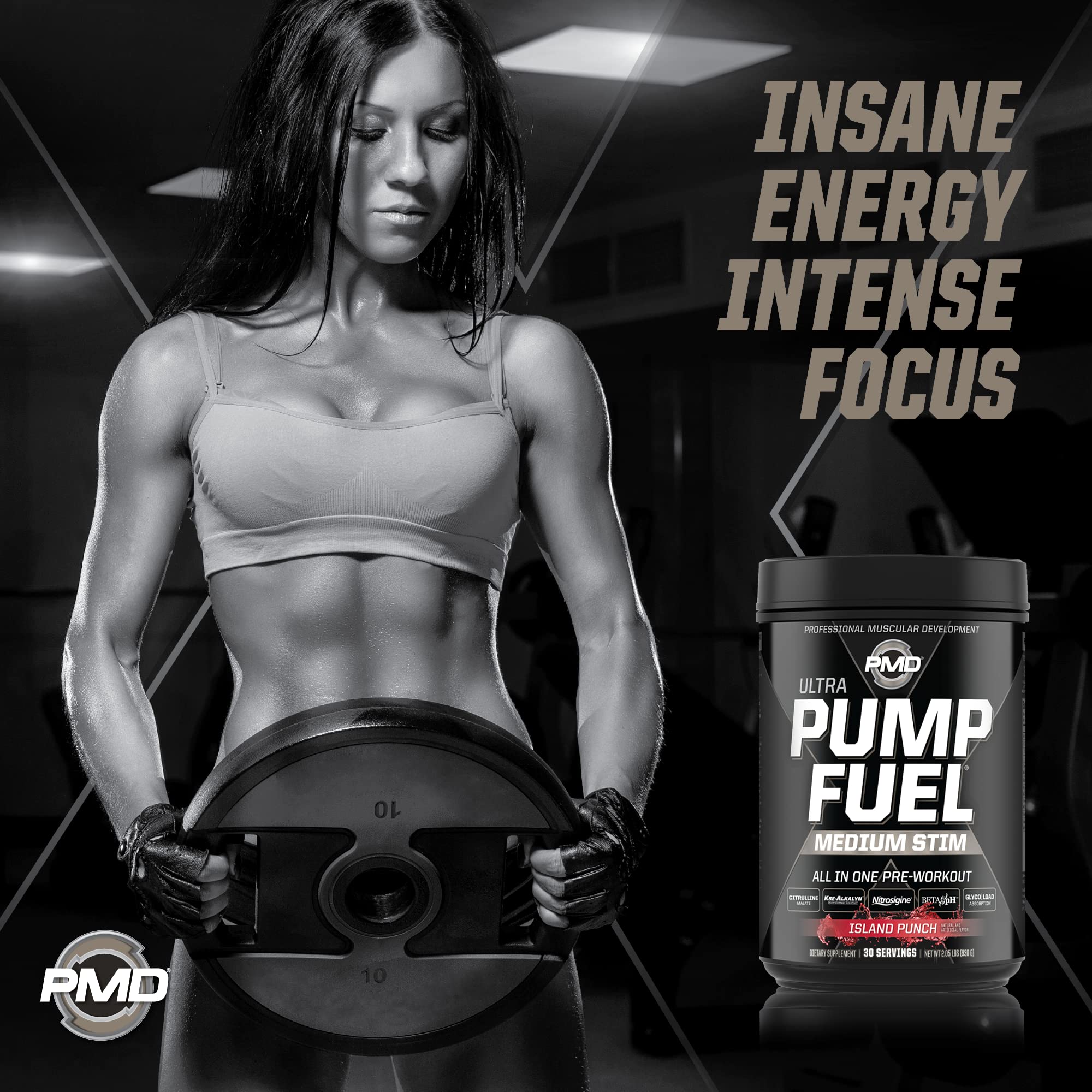 PMD Pump Fuel Ultra Island Punch label reveals transparent ingredient amounts and clean energy profile