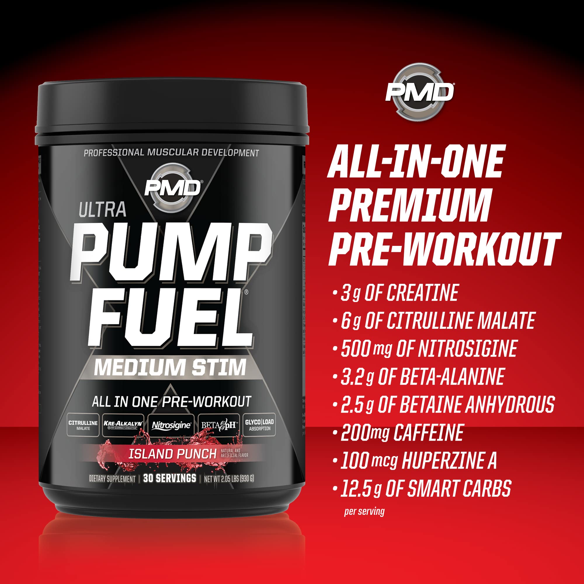 PMD Pump Fuel Ultra Island Punch back-of-pack close-up emphasizes label transparency