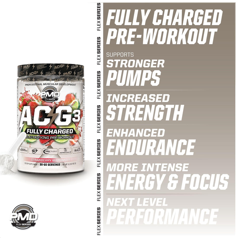 PMD ACG3 bottle and powder in a shaker illustrating easy daily use.