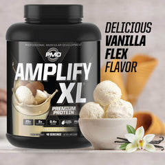PMD Amplify XL label emphasizes amino acids and digestive enzyme support.