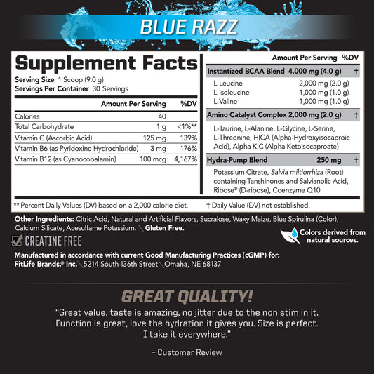 PMD BCAA Blue Razz scoop measuring powder for precise dosing