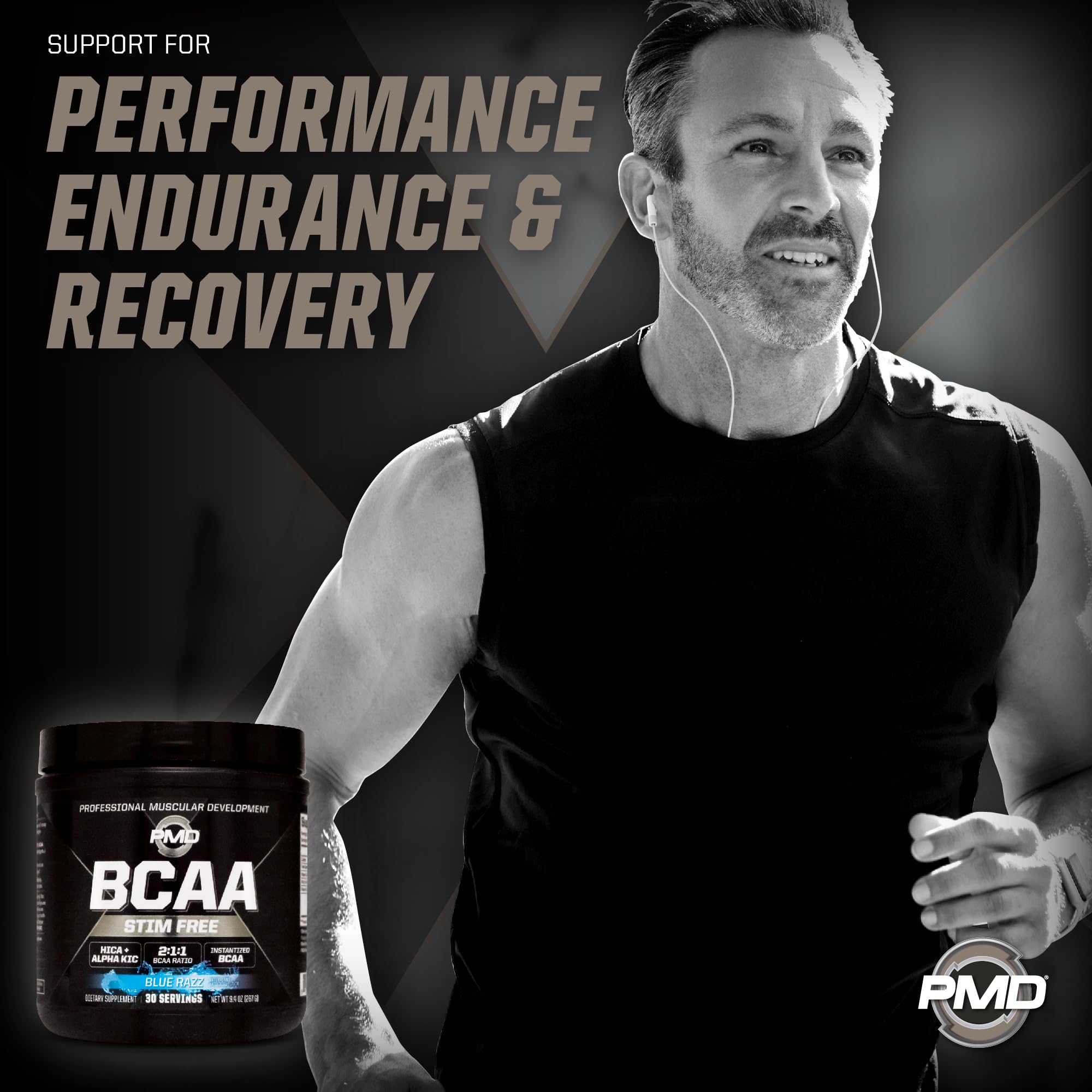 PMD Sports BCAA Blue Razz shaker mixing a refreshing drink