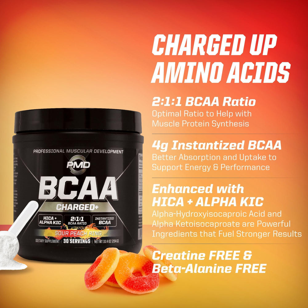 PMD BCAA Charged with HICA and Alpha KIC ingredients for potential muscle-supporting benefits